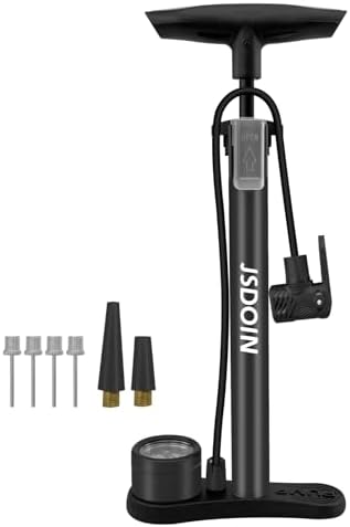 Jsdoin Luftpumpe Fahrrad-Standpumpe mit Manometer - Hochdruck bis 160 PSI für alle Ventile, ideal für unterwegs