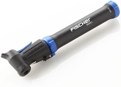 FISCHER Minipumpe Doppelhub Reversibel für schnelle Fahrradreifenfüllung, Schwarz