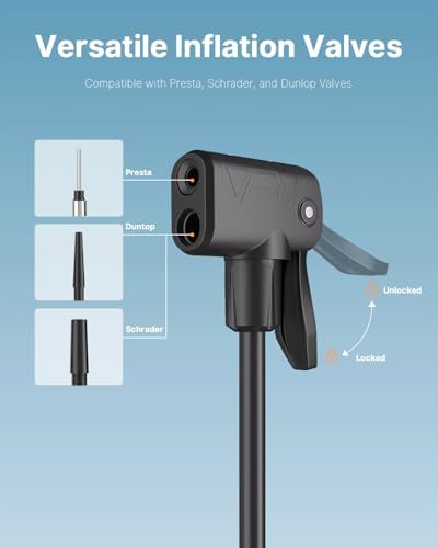 Fahrradpumpe von – Universelle Luftpumpe für alle Ventile mit 160PSI Manometer, ideal für Sport und Freizeit.