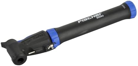 FISCHER Minipumpe Doppelhub Reversibel für schnelle Fahrradreifenfüllung, Schwarz