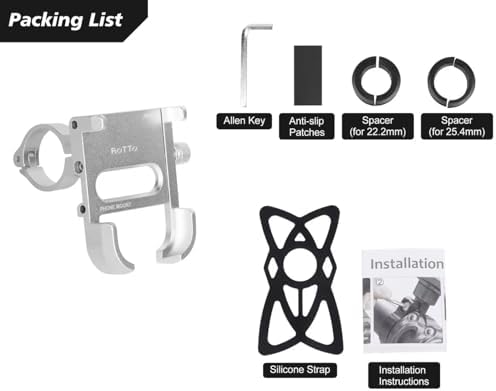 ROTTO Fahrrad Handyhalterung aus Aluminium mit 360° Drehung – Ideal für sichere Navigation unterwegs