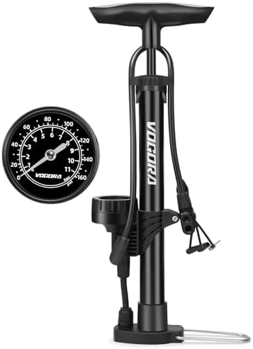Fahrradpumpe von – Universelle Luftpumpe für alle Ventile mit 160PSI Manometer, ideal für Sport und Freizeit.