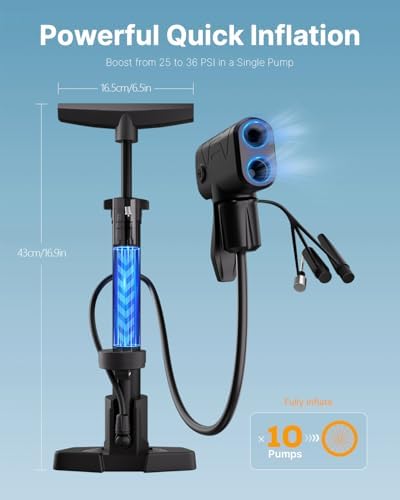 Fahrradpumpe von – Universelle Luftpumpe für alle Ventile mit 160PSI Manometer, ideal für Sport und Freizeit.