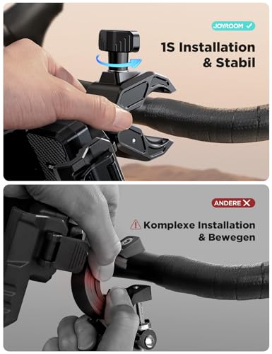 JOYROOM 2025 Upgrade Handyhalterung für Fahrrad & Motorrad – Vibration gedämpft, bombenfeste Halterung für 4,7"-7" Smart