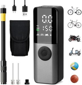 Elektrische Fahrradpumpe von – Mini Luftpumpe 150PSI mit digitalem Druckmesser für Rennrad, Mountainbike & E-Bike