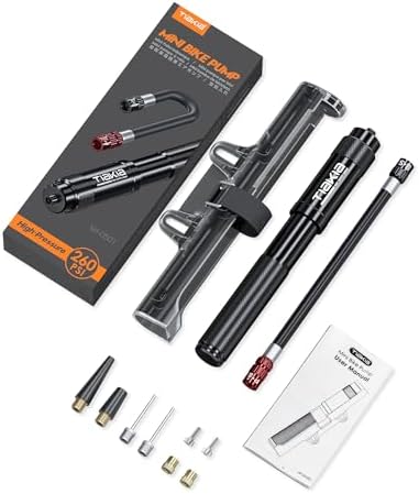 Tiakia Mini Fahrradpumpe 260PSI – Kompakte Handpumpe für Presta & Schrader, ideal für BMX, Mountainbike & Rennrad!
