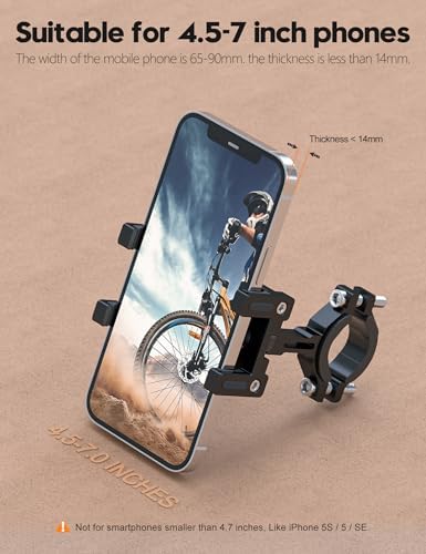 Tiakia Aluminium Handyhalterung für Bikes – 360° drehbar, ideal für Outdoor-Abenteuer, passt Smartphones 4,5-7 Zoll!
