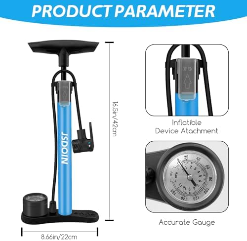 Jsdoin Luftpumpe Fahrrad-Standpumpe mit Manometer - Hochdruck bis 160 PSI für alle Ventile, ideal für unterwegs