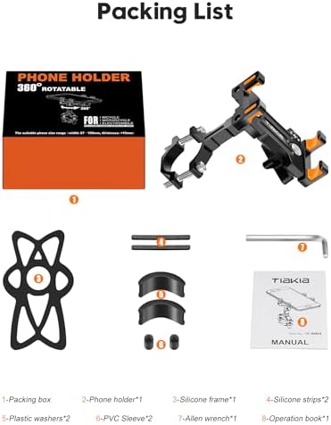 Tiakia Aluminium Handyhalterung für Bikes – 360° drehbar, ideal für Outdoor-Abenteuer, passt Smartphones 4,5-7 Zoll!