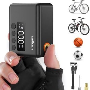Tavaler Mini Fahrradpumpe Elektrisch | Akkubetriebene Pumpe mit Manometer für Rennrad, E-Bike & Mountainbike - Hochdruck