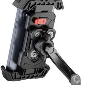 Grefay Motorrad Handyhalterung – Doppelt vibrationsgedämpft für 4,5-7,2 Zoll Smartphones, 360° drehbar, ideal für sicher