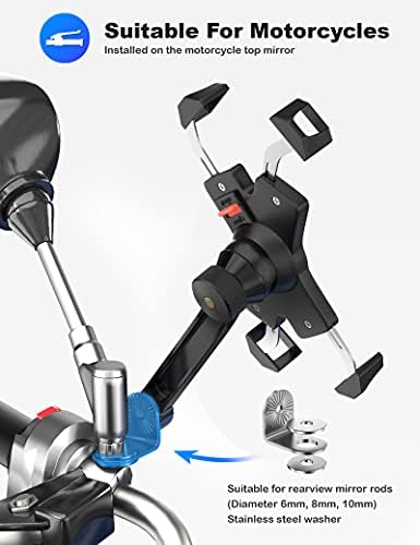 Grefay Motorrad Handyhalterung aus Metall – 360° drehbar, für 4,5-6,8 Zoll Smartphones, ideal für Motorradtouren