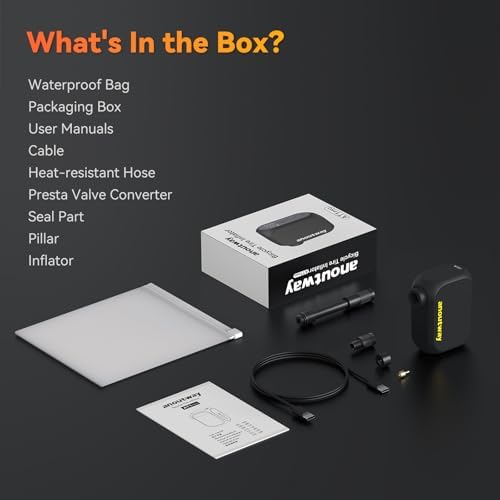 Tiny Pump anoutway Mini-Fahrradpumpe – Elektrische Luftpumpe mit digitalem Manometer für Mountainbike, Stadtrad und Renn