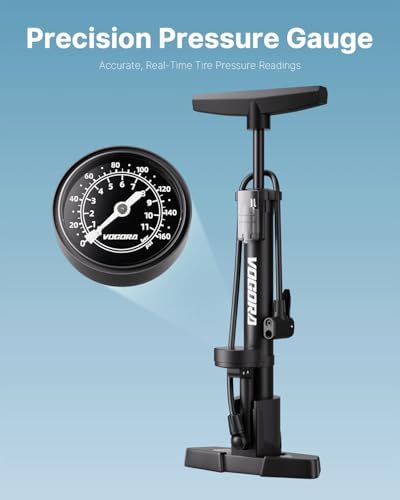Fahrradpumpe von – Universelle Luftpumpe für alle Ventile mit 160PSI Manometer, ideal für Sport und Freizeit.