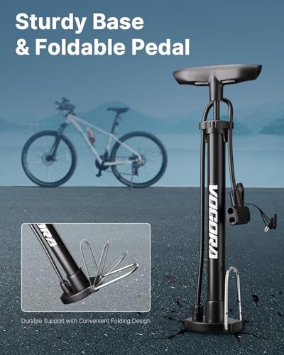 Fahrradpumpe von – Universelle Luftpumpe für alle Ventile mit 160PSI Manometer, ideal für Sport und Freizeit.