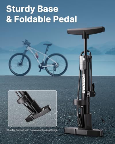 Fahrradpumpe von – Universelle Luftpumpe für alle Ventile mit 160PSI Manometer, ideal für Sport und Freizeit.