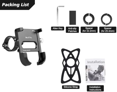 ROTTO Fahrrad Handyhalterung aus Aluminium mit 360° Drehung – Ideal für sichere Navigation unterwegs