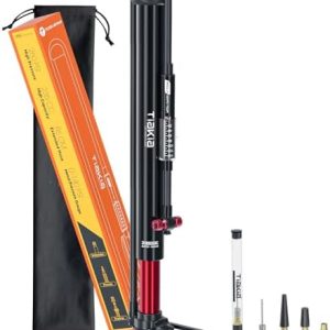 Tiakia Standpumpe für Fahrräder mit Manometer – Tragbare Mini-Pumpe für alle Ventile, ideal für Straßen- und Mountainbik