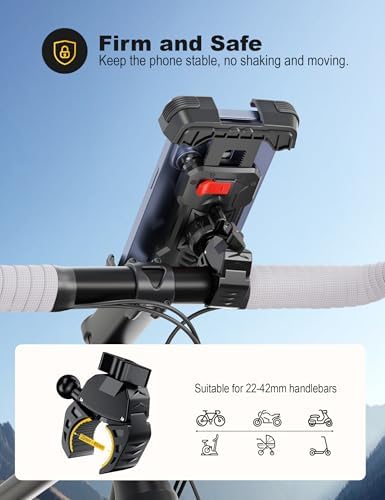Grefay Handyhalterung für Fahrrad und Motorrad - universelle 360° Lenkerhalterung für iPhone und Samsung Smartphones (|7