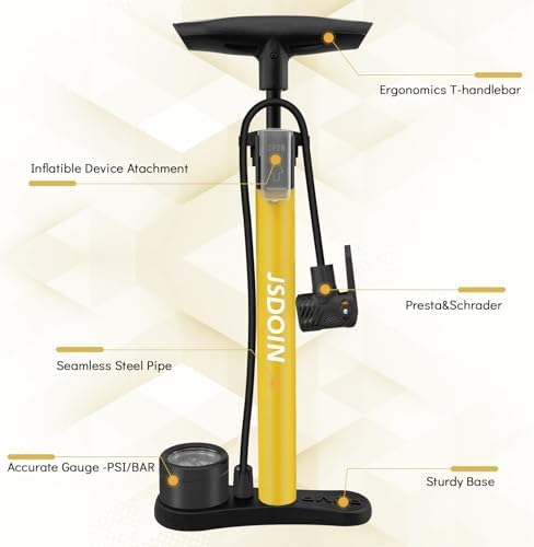Jsdoin Luftpumpe Fahrrad-Standpumpe mit Manometer - Hochdruck bis 160 PSI für alle Ventile, ideal für unterwegs
