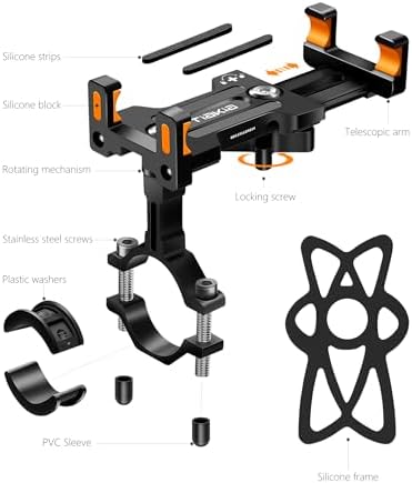 Tiakia Aluminium Handyhalterung für Bikes – 360° drehbar, ideal für Outdoor-Abenteuer, passt Smartphones 4,5-7 Zoll!