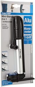 FISCHER Mini-Standpumpe 2in1 – Kompakte Pumpe mit Manometer für alle Ventile, ideal für unterwegs