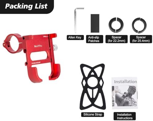 ROTTO Fahrrad Handyhalterung aus Aluminium mit 360° Drehung – Ideal für sichere Navigation unterwegs