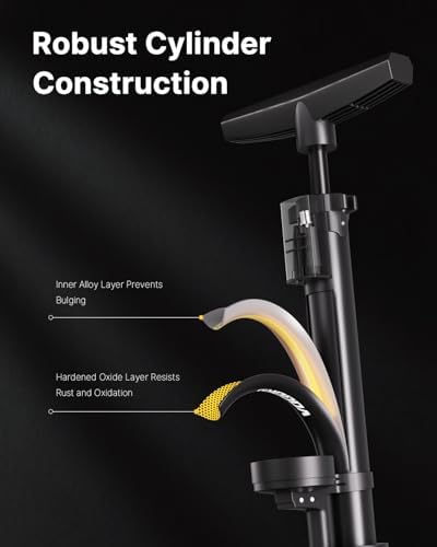 Fahrradpumpe von – Universelle Luftpumpe für alle Ventile mit 160PSI Manometer, ideal für Sport und Freizeit.