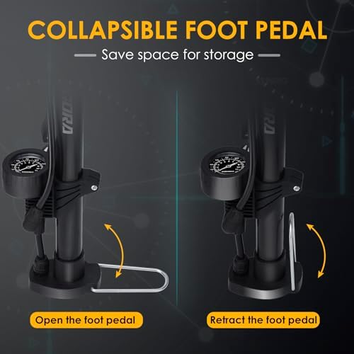 Fahrradpumpe von – Universelle Luftpumpe für alle Ventile mit 160PSI Manometer, ideal für Sport und Freizeit.