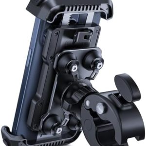 Lamicall Motorrad Handyhalterung für iPhone & Samsung – 2025 Doppelt Vibrationsgedämpft, 360° Drehbar für Lenker & Fahrr