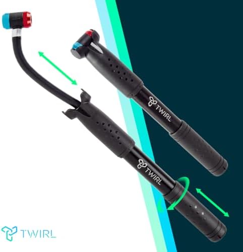 TWIRL Mini Fahrradpumpe mit ausziehbarem Schlauch – Kompakte Luftpumpe für alle Ventile unterwegs