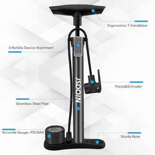 Jsdoin Luftpumpe Fahrrad-Standpumpe mit Manometer - Hochdruck bis 160 PSI für alle Ventile, ideal für unterwegs