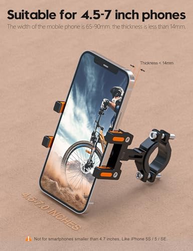 Tiakia Aluminium Handyhalterung für Bikes – 360° drehbar, ideal für Outdoor-Abenteuer, passt Smartphones 4,5-7 Zoll!