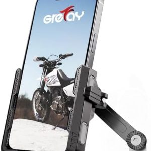Grefay Motorrad Handyhalterung mit 1S Schnellmontage – Universelle Halterung für Rückspiegel, 360° drehbar, passend für