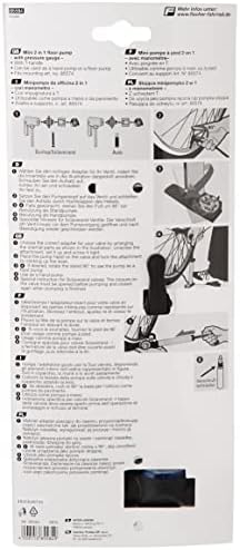 FISCHER Mini-Standpumpe 2in1 – Kompakte Pumpe mit Manometer für alle Ventile, ideal für unterwegs