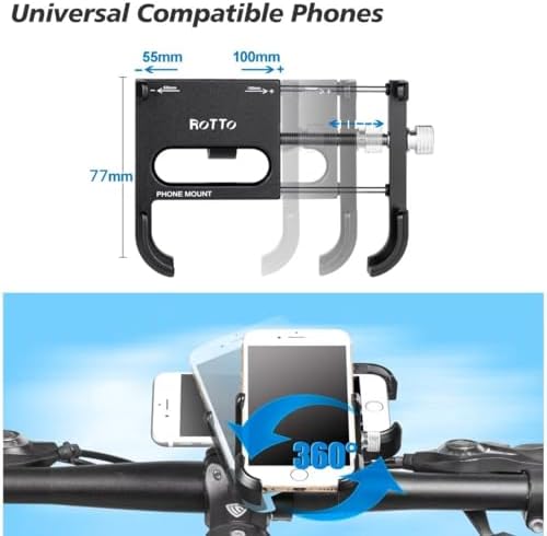 ROTTO Fahrrad Handyhalterung aus Aluminium mit 360° Drehung – Ideal für sichere Navigation unterwegs