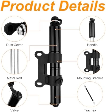 Mini Fahrradpumpe 120 PSI – Tragbare Luftpumpe für Rennrad & Mountainbike, schnelle Reifenaufblasung, inklusive Rahmenha