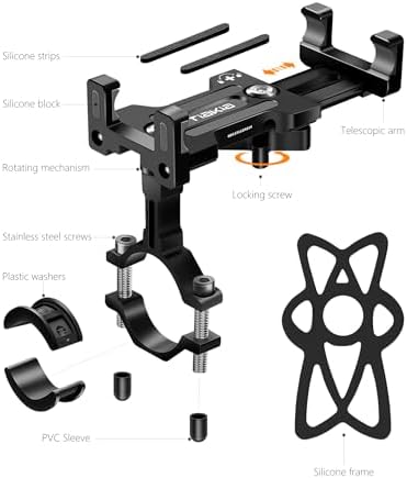 Tiakia Aluminium Handyhalterung für Bikes – 360° drehbar, ideal für Outdoor-Abenteuer, passt Smartphones 4,5-7 Zoll!