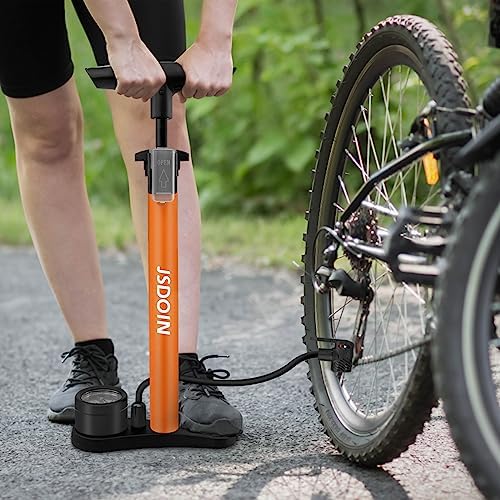 Jsdoin Luftpumpe Fahrrad-Standpumpe mit Manometer - Hochdruck bis 160 PSI für alle Ventile, ideal für unterwegs