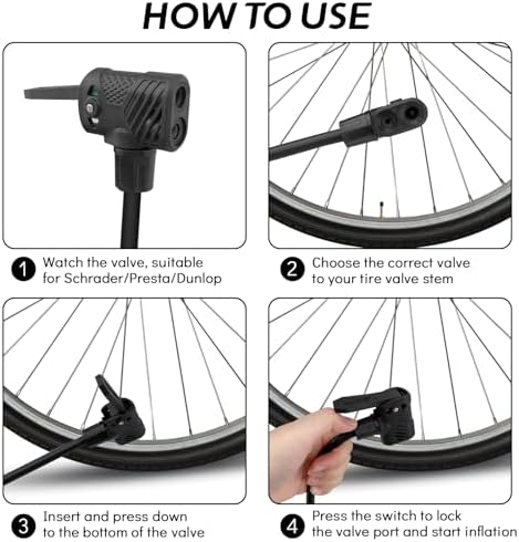 Jsdoin Luftpumpe Fahrrad-Standpumpe mit Manometer - Hochdruck bis 160 PSI für alle Ventile, ideal für unterwegs