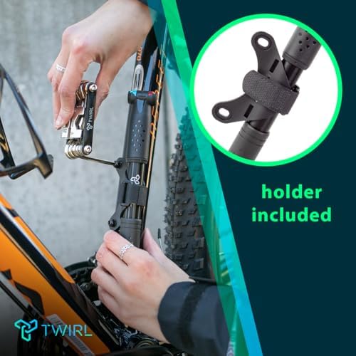 TWIRL Mini Fahrradpumpe mit ausziehbarem Schlauch – Kompakte Luftpumpe für alle Ventile unterwegs