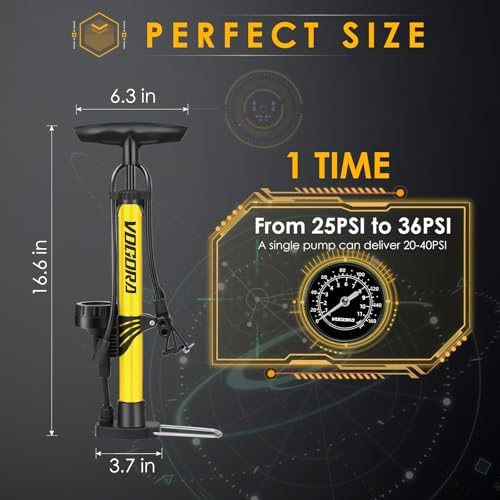 Fahrradpumpe von – Universelle Luftpumpe für alle Ventile mit 160PSI Manometer, ideal für Sport und Freizeit.