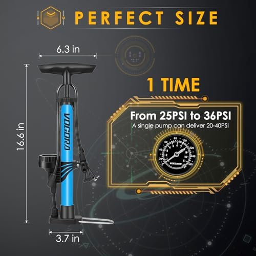 Fahrradpumpe von – Universelle Luftpumpe für alle Ventile mit 160PSI Manometer, ideal für Sport und Freizeit.