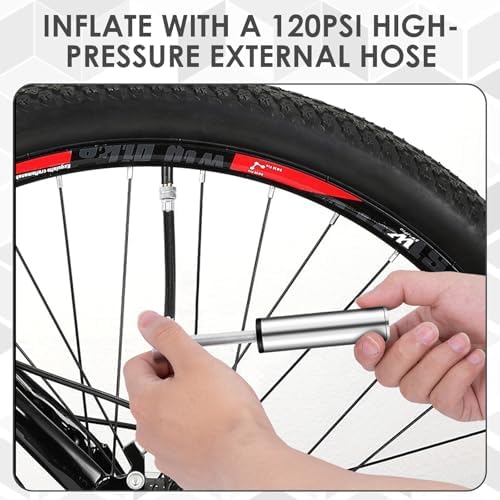 Klein Fahrrad Luftpumpe - Tragbare Mini Hochdruckpumpe 120PSI für Rennrad & Mountainbike, leicht mit Halterung