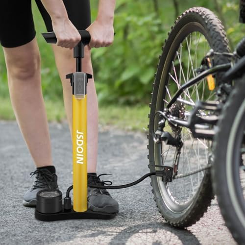 Jsdoin Luftpumpe Fahrrad-Standpumpe mit Manometer - Hochdruck bis 160 PSI für alle Ventile, ideal für unterwegs