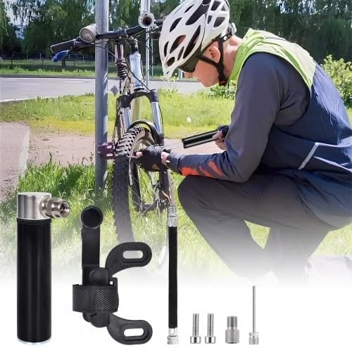 Klein Fahrrad Luftpumpe - Tragbare Mini Hochdruckpumpe 120PSI für Rennrad & Mountainbike, leicht mit Halterung