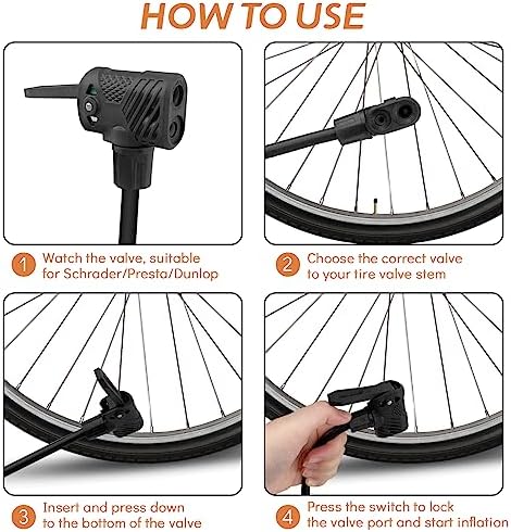 Jsdoin Luftpumpe Fahrrad-Standpumpe mit Manometer - Hochdruck bis 160 PSI für alle Ventile, ideal für unterwegs