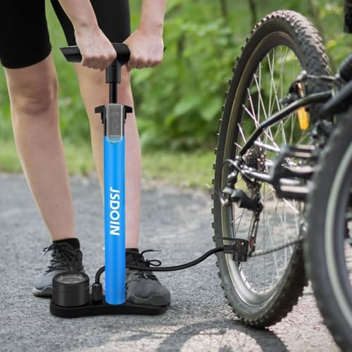 Jsdoin Luftpumpe Fahrrad-Standpumpe mit Manometer - Hochdruck bis 160 PSI für alle Ventile, ideal für unterwegs