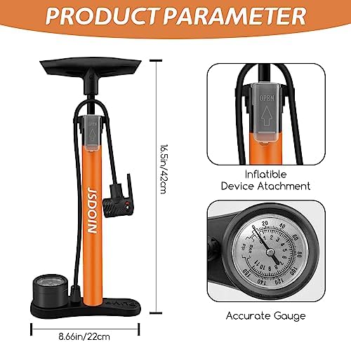 Jsdoin Luftpumpe Fahrrad-Standpumpe mit Manometer - Hochdruck bis 160 PSI für alle Ventile, ideal für unterwegs