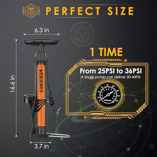 Fahrradpumpe von – Universelle Luftpumpe für alle Ventile mit 160PSI Manometer, ideal für Sport und Freizeit.